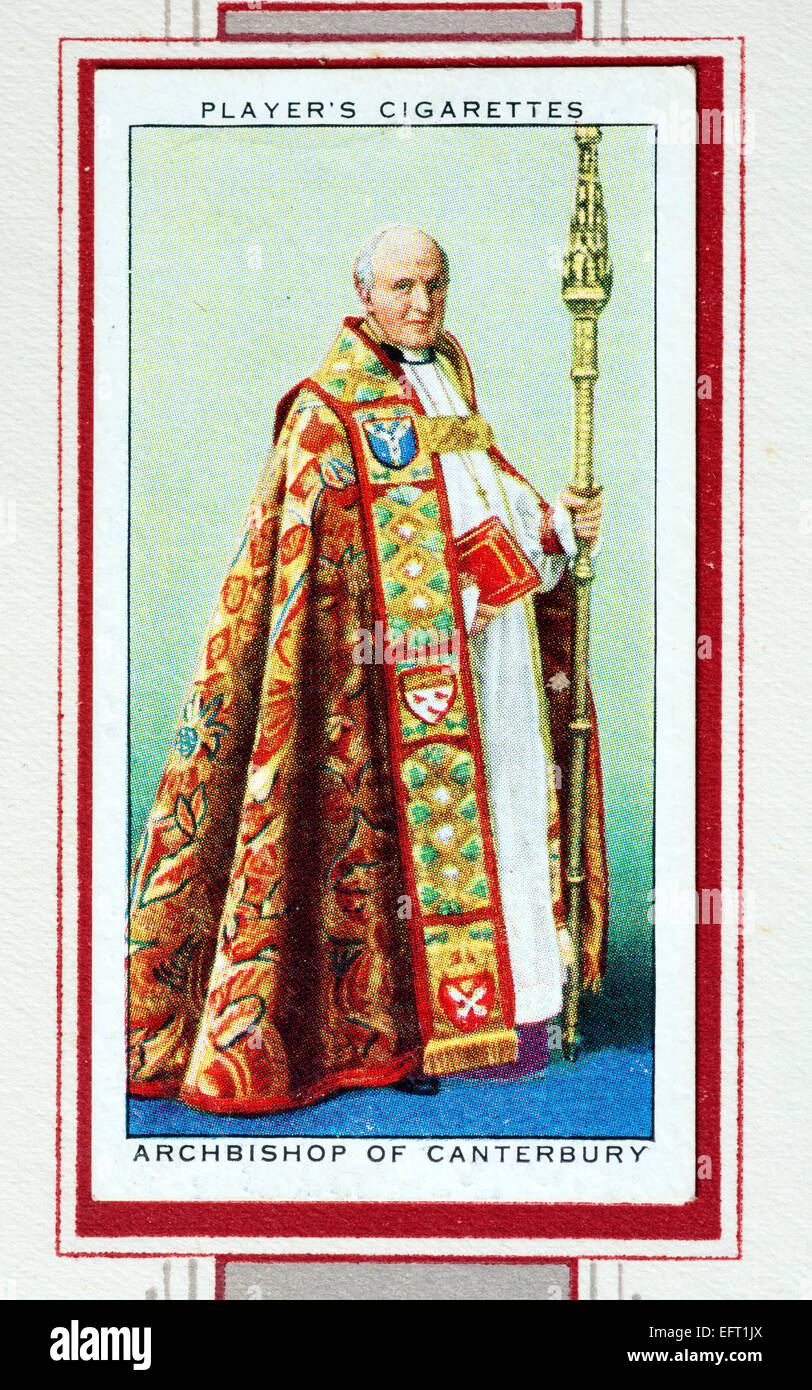 Player`s cigarette card - Archbishop of Canterbury Stock Photo